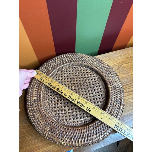 Vintage wicker basket wall cookie charger ratten cottagecore boho  - set of 4 - Picture 3 of 6